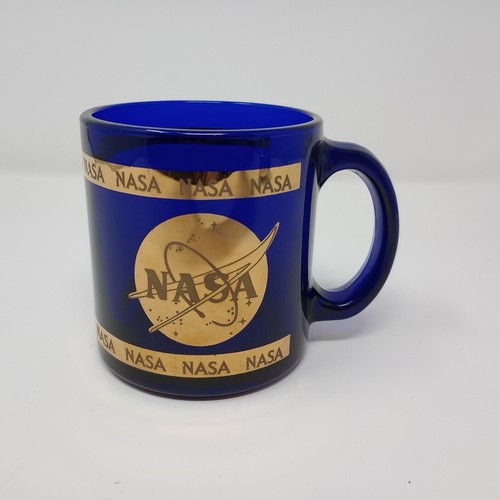 NASA Kennedy Space Center Blue Glass USA Made Vintage Tea Coffee Mug