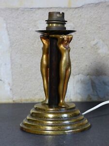 Ancienne lampe Art-Déco 1930 aux cariatides. Pour globe ou tulipe daum muller