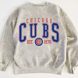 Felpa da baseball vintage Chicago Cubs, 1976 Cubs MLB felpa uomo donna - Foto 1 di 3