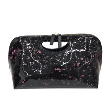 Auth PELLICO - Dark Brown Pink Black Rubber Leather Handbag