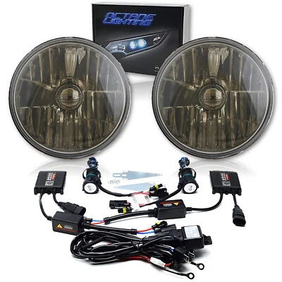 Par de faros de 7" de cristal ahumado/metal 6K blanco HID bombilla Foto 1 de 4