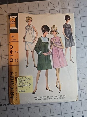 Vestido de maternidad o top vintage McCalls 8140 para mujer 1965 patrón de costura en tres Foto 1 de 2