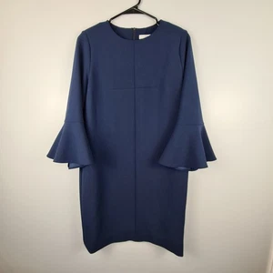 Tibi Women’s Solid Midnight Navy Blue Bell Sleeve Shift Dress 10 Revolve READ - Picture 1 of 12