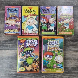 Rugrats VHS Lot 6 90s Nickelodeon Cartoon Classic Episodes Orange Tapes Tested - Picture 1 of 14