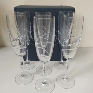 Lead Crystal Galileo Optical Swirl Crystal Champagne Flutes 160ml Glasses x 6 - Picture 1 of 17