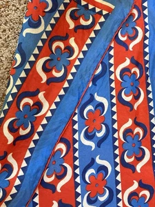 Vtg VERA NEUMANN Scarf Red White Blue Flowers 44.5" x 14.5" Silk Rayon -Japan - Picture 1 of 12