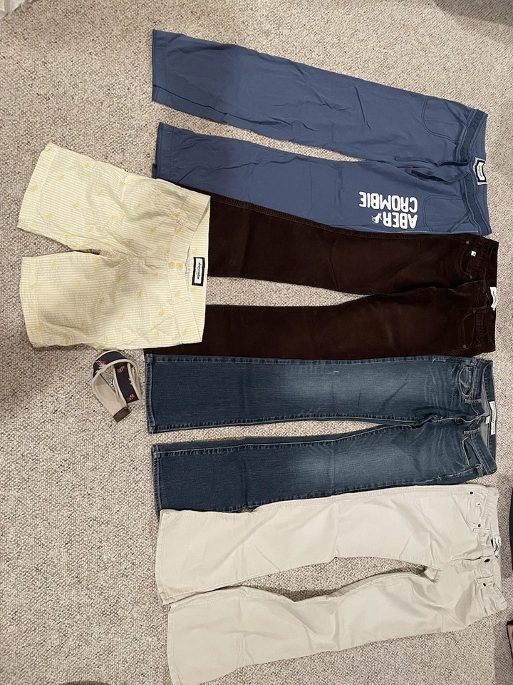 Conjunto de 4 pantalones, pantalones deportivos, pantalones cortos y cinturón Abercrombie & Fitch para niñas XL/00R/14/16 Foto 1 de 4