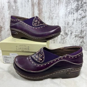 L'artiste Clogs Leder Burbank Damen 8,5 (EU 39) lila hinten geschlossen geblümt neu im Karton - Bild 1 von 18