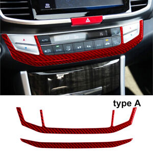 Red Carbon Fiber AC Console Frame Cover Trim For Honda Accord 13-17 Type A
