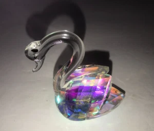 Small Prism Cut Colorful Crystal Swan Figurine - Picture 1 of 5