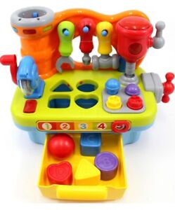 Musical Toddler Workbench Toy 12 18 Months with Shape Sorter, Sounds & Lights, E