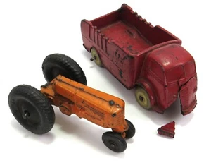 Vintage Rubber Tractor and Auburn Rubber Truck, Damaged, For Parts/Repair, Read - Picture 1 of 12