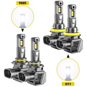AUXITO 9005 H11 LED Head Combo Light Bulbs High Low Beam White 6500K Fanless 4X - Picture 1 of 14