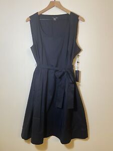 Tommy Hilfiger Women's Belted Fit & Flare Dress Size 18 Navy Blue NWT