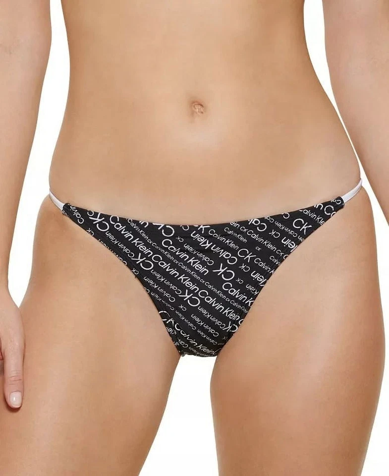 CALVIN KLEIN Swimwear Large Bikini Bottom CK ​Logo-Print Black with Tag