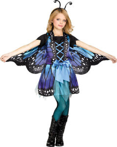 Shy Blue Butterfly Child Girls Costume NEW Dress Wings Headband