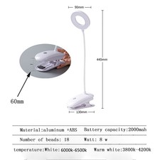 LED USB Clip On Flexible Desk Lamp Dimmable Memory Bed Reading Table Study Light