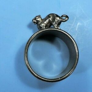 ANGRY CAT SILVER TONE NAPKIN RING (AS IS)