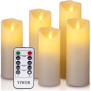 Stilvolles LED Kerzen Set aus Echtwachs - 5 flammenlose Kerzen mit Fernbedienung - Bild 1 von 1