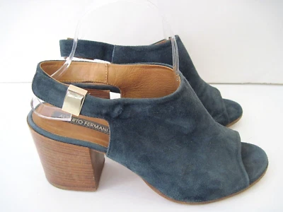Alberto Fermani Mujer Ancona Sandalia Botín Azul Gamuza Tacón Bloque Talla 39 1/2 Foto 1 de 4