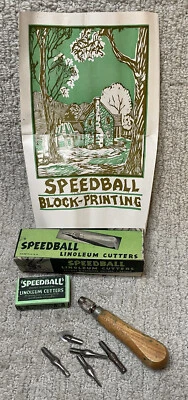 Speedball Linoleum Cutter Tool + 5 Blades / Cutters Original Box 1 2 3 5 6 Lino - Image 1 of 4