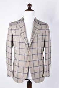 STILE LATINO wool cashmere blazer handmade US 44 EU 54 beige check $3900 - Picture 1 of 5