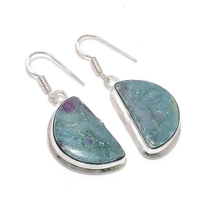 Ruby Fuchsite Gemstone Handmade 925 Sterling Silver Jewelry Earring 1.82" - Picture 1 of 5