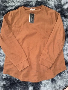 Fantaslook Women Top Shirt XL Burnt Orange Comfortable Long Puff Sleeve Soft New - Picture 1 of 5