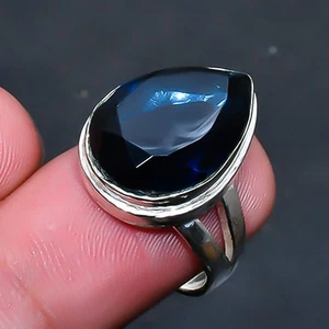 London Blue Topaz Gemstone Handmade Jewelry Ring US Size 8 q246 - Picture 1 of 3