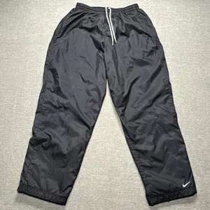 Nike Pants Youth Large 14-16 Black Windbreaker Drawstring Athletic Zip Bottoms - Picture 1 of 15