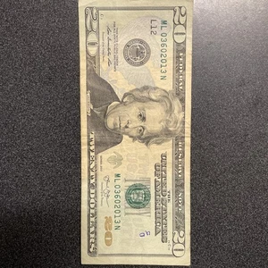Twenty Dollar Bill True Birthday Anniversary Fancy Serial Number 03-06 Or 06-03 - Picture 1 of 8