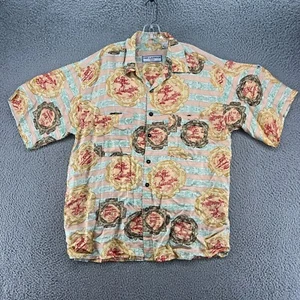Ted Lapidus Shirt Mens Large Button Up Silk Casual Hawaiian Camp Short Sleeve - Picture 1 of 9