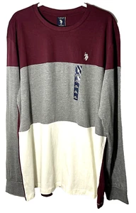 U.S. POLO ASSN Shirt Men’s Size XXL Colorblock Embroidered Cotton Crew Long SL - Picture 1 of 11
