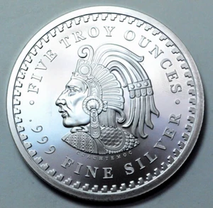 5 Oz .999 Silver Aztec Mayan Calendar Collectible Coin Medal Bullion Rare Round! - Picture 1 of 4