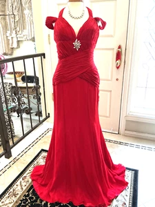 ALYCE Diseño Vintage NUEVO Rojo SEDA Concurso Baile de graduación Social Formal Vestido 6 - Imagen 1 de 5