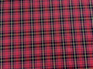 Red Plaid Tartan Cotton Fabric 60” Wide by Yard for Sewing Crafts Upholstery - Picture 1 of 9