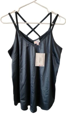 Camiseta sin mangas Lularoe azul liso pequeña Daniella satinada V espalda cruzada S ¡Nueva! Foto 1 de 3