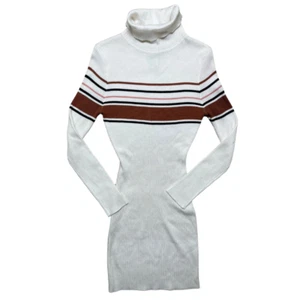 Vintage Y2K Turtleneck Sweater Dress Small Ribbed Knit Bodycon Sporty Preppy - Picture 1 of 3