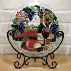 Joan Baker Designs TT158 10-Inch Diam Wine Country Art Glass Plate & Metal Easel