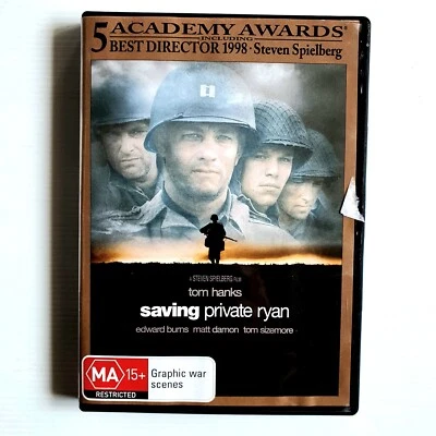 Saving Private Ryan DVD 1998 War WWII 2 D-Day Action, Tom Hanks, Region 4  - Image 1 of 4