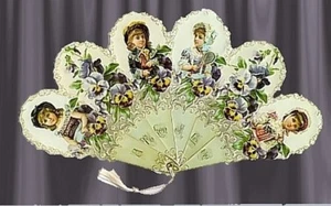 VICTORIAN, Vintage! embossed PANSY Fan Greeting Card!!! - Picture 1 of 1