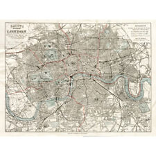 Map Bacon 1883 London City England Plan Chart Canvas Wall Art Print Poster