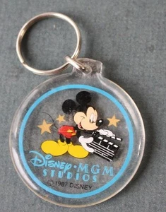 Disney MGM Studios Mickey Mouse Acrylic 1987 Round Keychain CUTE --- - Picture 1 of 1