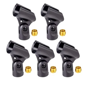 Universal Microphone Clip Holder with Nut Adapters 5/8" to 3/8", 5 Pack, Black - Picture 1 of 3
