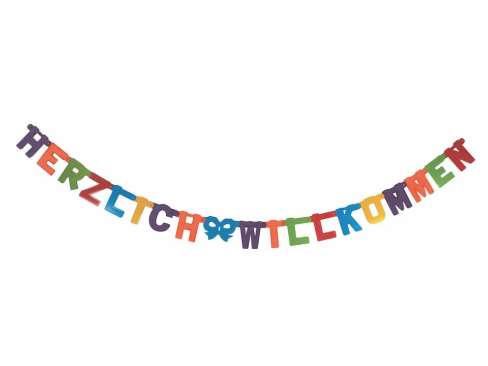 Herzlich Willkommen Buchstabenkette Girlande Dekoration ca 2 m lang Kette - Bild 1 von 1