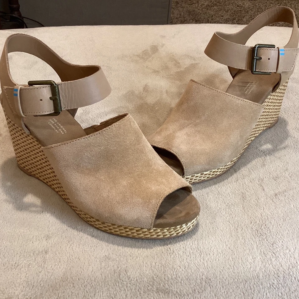 Toms Tropez Cuñas Miel Gamuza y Cuero Para Mujer Talla US 8.5, UK 6.5, EU 39 Foto 1 de 4