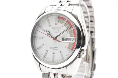 [CASI COMO NUEVO] SEIKO 5 7S26-01V0 esfera blanca automático plateado reloj para hombres de JAPÓN Foto 1 de 4