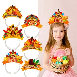 6pcs Colorful Thanksgiving Headband Paper Hair Accessories Children - Picture 1 of 5