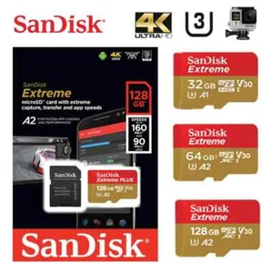 SanDisk Extreme Micro SD Card 32GB 64G 128GB 256GB Dash Cam Support 4K UHD GoPro - Picture 1 of 15