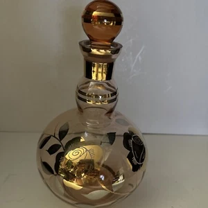 Exquisite Crystal Gold Platinum Gilded Cordial Decanter & Stopper Beautiful - Picture 1 of 13